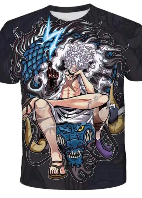 Anime One Piece Luffy Gear 5 Printed T-Shirt
