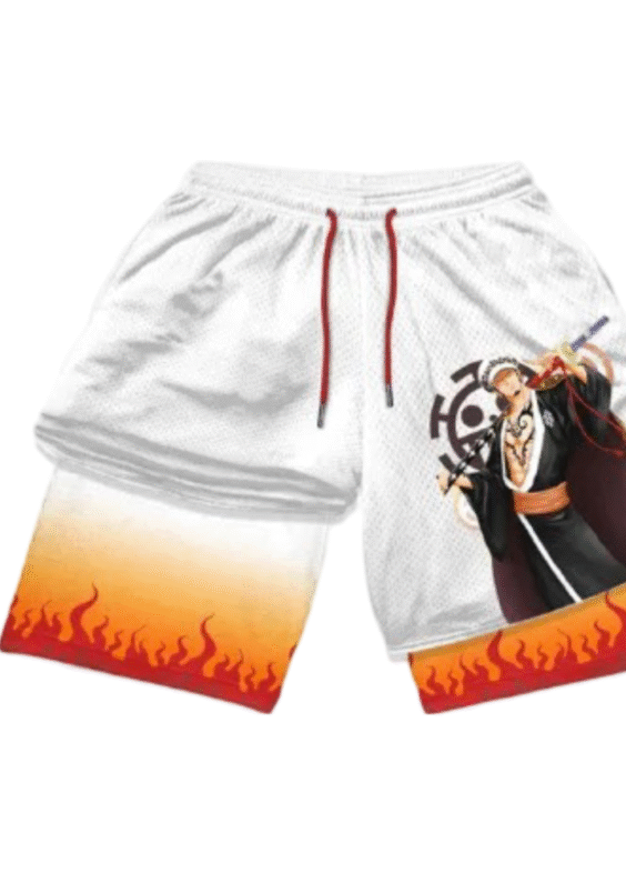 Anime One Piece Trafalgar D. Water Law Printed Double Layer Sports Shorts