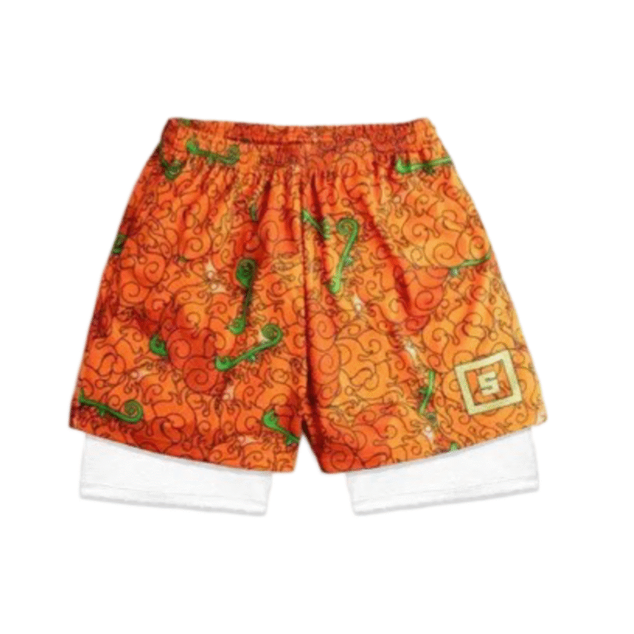 One Piece Anime Mera Mera No Mi Double Layer Sports Shorts One Piece Anime Mera Mera No Mi Double Layer Sports Shorts