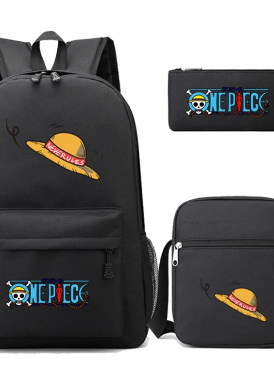 3 Pcs/Set Anime One Piece Straw Hat School Bag
