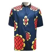 Anime One Piece Luffy Print Blue Buttons Shirt
