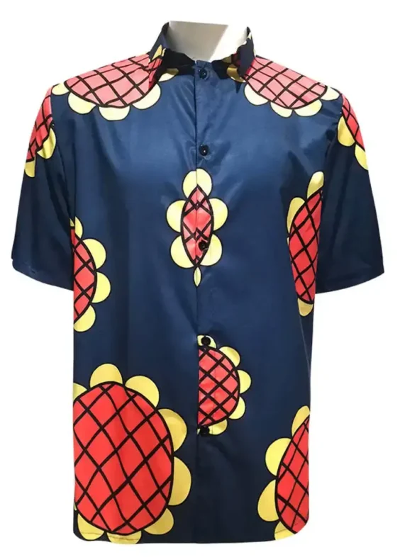 Anime One Piece Luffy Print Blue Buttons Shirt