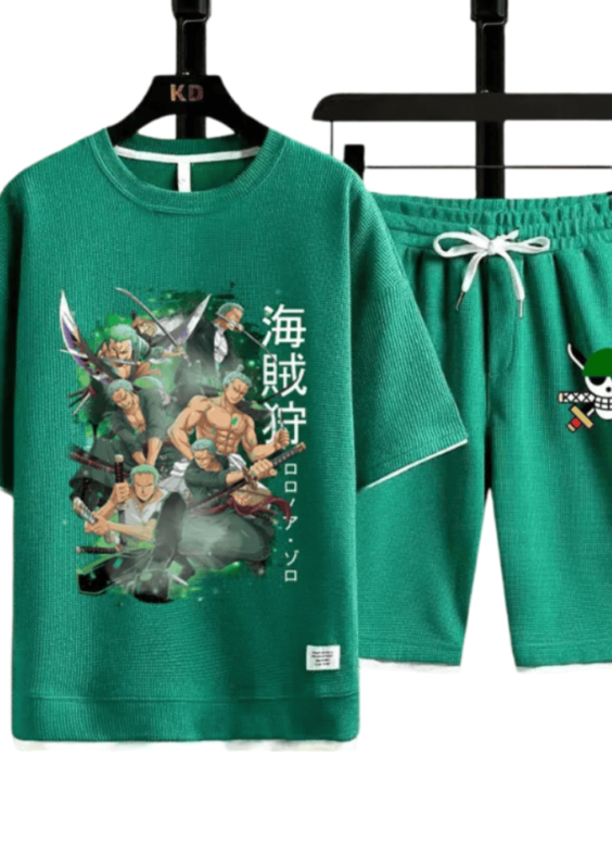 Anime One Piece Roronoa Zoro T-Shirt Shorts Set