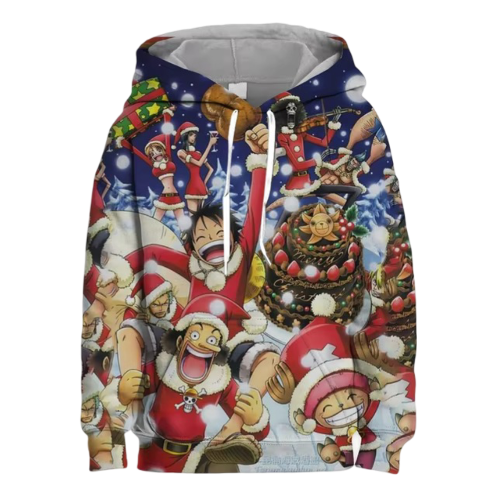 Anime Christmas One Piece Character Hoodie Anime Christmas One Piece Character Hoodie
