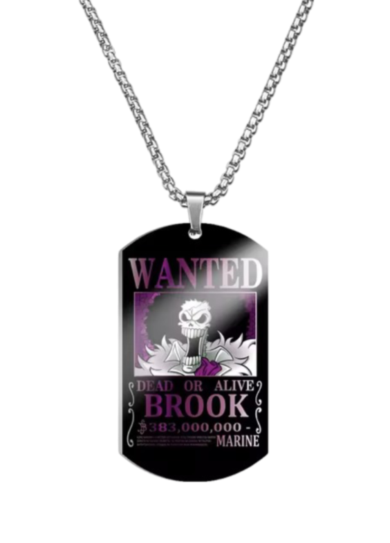 Anime One Piece Wanted Brook Printed Necklace