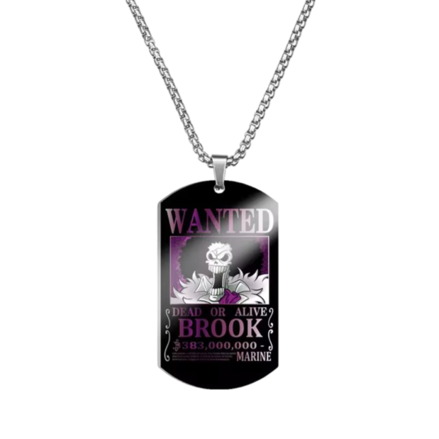 Anime One Piece Wanted Brook Printed Necklace
