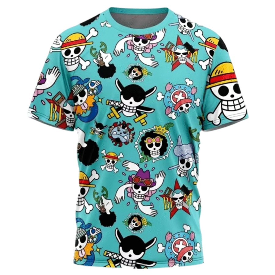 Anime One Piece Strawhats Jolly Roger Printed T-Shirt Anime One Piece Strawhats Jolly Roger Printed T-Shirt