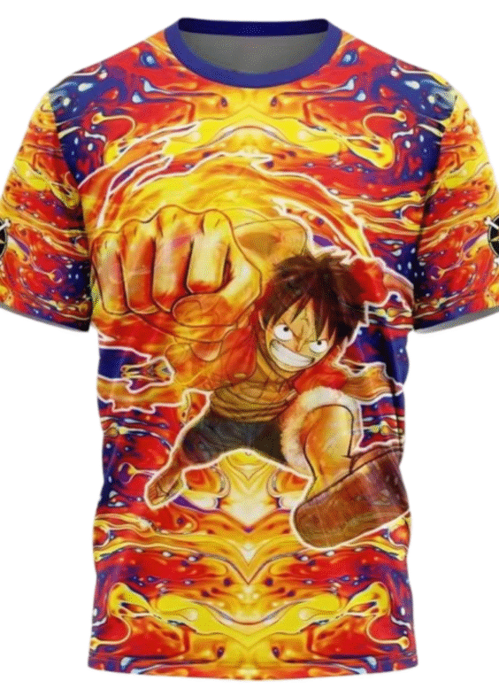 Anime One Piece Trippy Monkey D. Luffy Printed T-Shirt