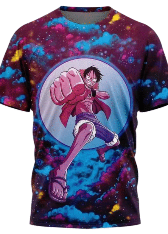Anime One Piece Lunar Ring Monkey D. Luffy Printed T-Shirt