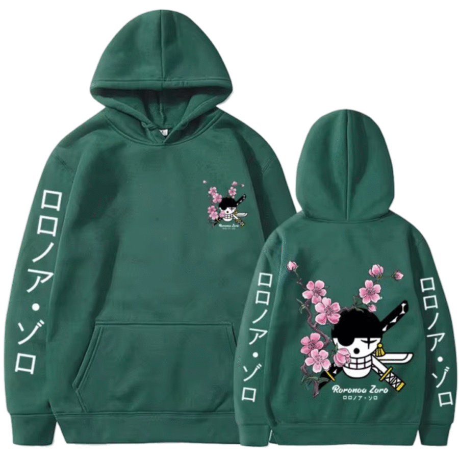 Anime One Piece Roronoa Zoro Jolly Roger Printed Hoodie Anime One Piece Roronoa Zoro Jolly Roger Printed Hoodie