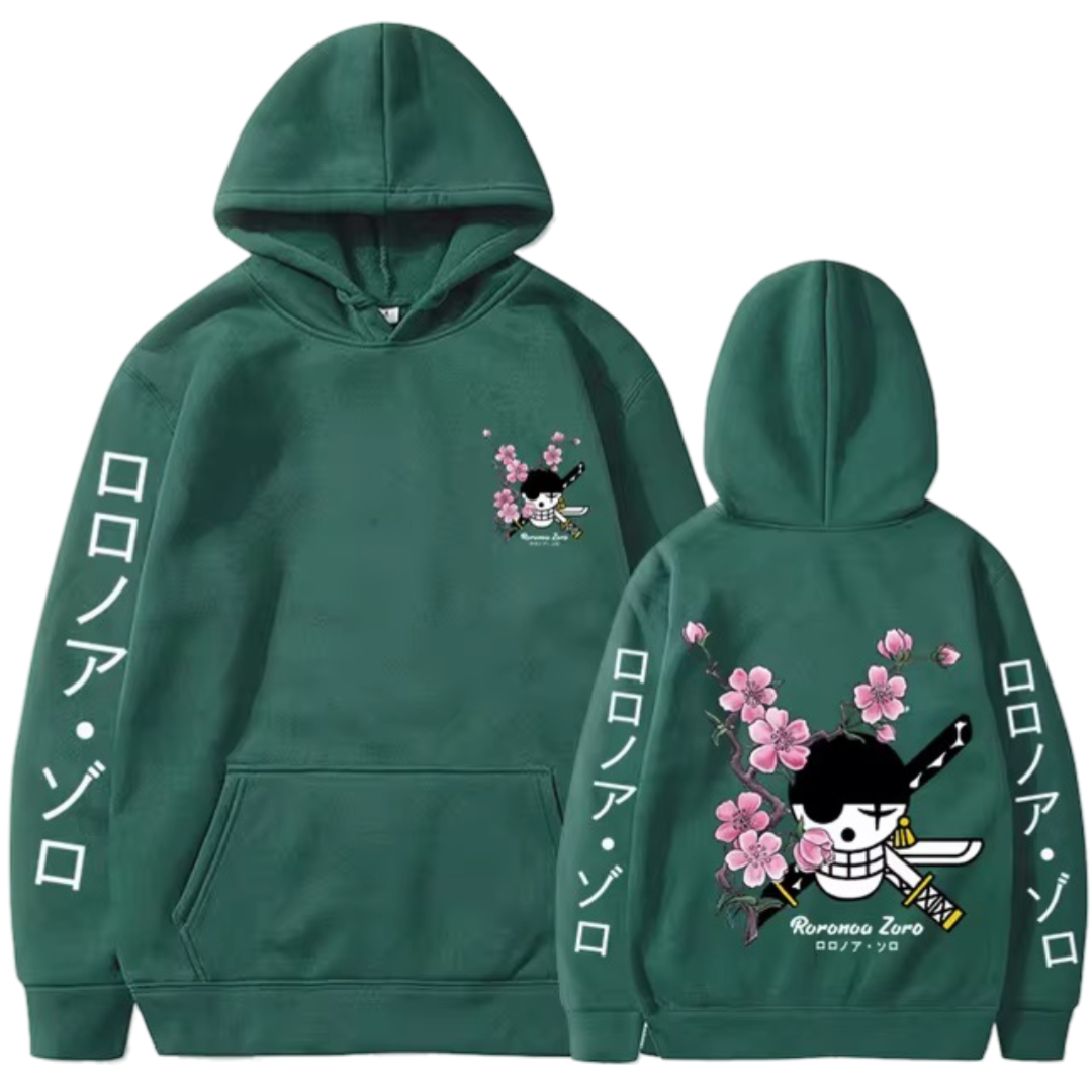 Anime One Piece Roronoa Zoro Jolly Roger Printed Hoodie Anime One Piece Roronoa Zoro Jolly Roger Printed Hoodie