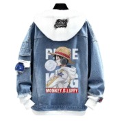 Anime One Piece Monkey D. Luffy Printed Denim Jacket