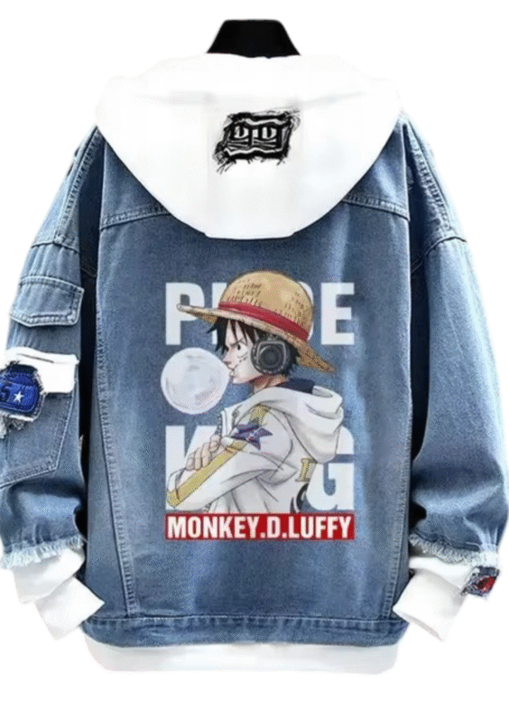 Anime One Piece Monkey D. Luffy Printed Denim Jacket
