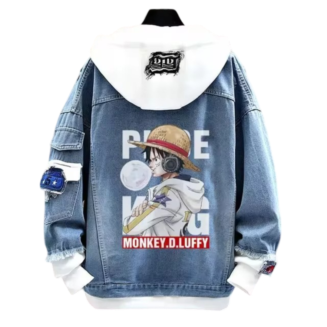 Anime One Piece Monkey D. Luffy Printed Denim Jacket Anime One Piece Monkey D. Luffy Printed Denim Jacket