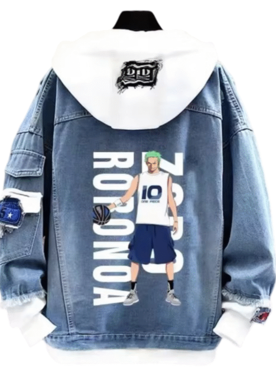 Anime One Piece Roronoa Zoro Printed Denim Jacket
