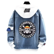 Anime One Piece Straw Hat Crew Printed Denim Jacket