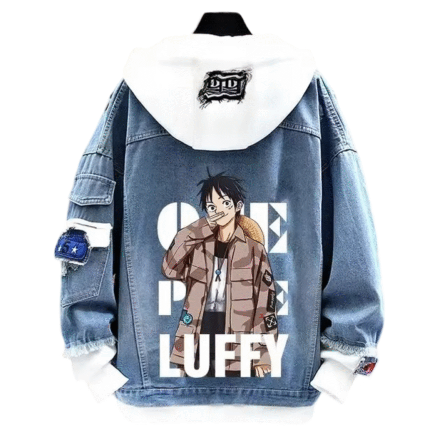 One Piece Anime Monkey D. Luffy Printed Denim Jacket