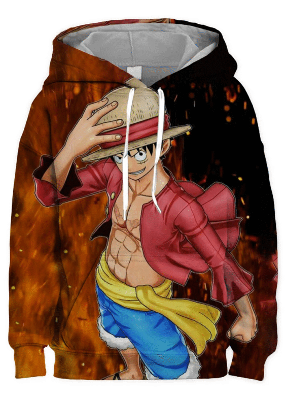 100-160 Anime One Piece Monkey D. Luffy Casual Hoodie For Men