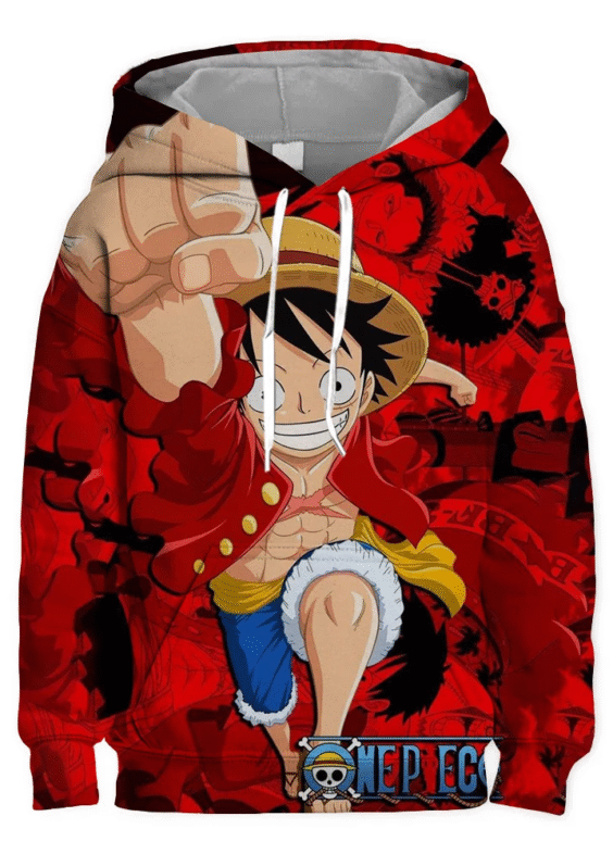 100-160 Anime One Piece Monkey D. Luffy Casual Hoodie