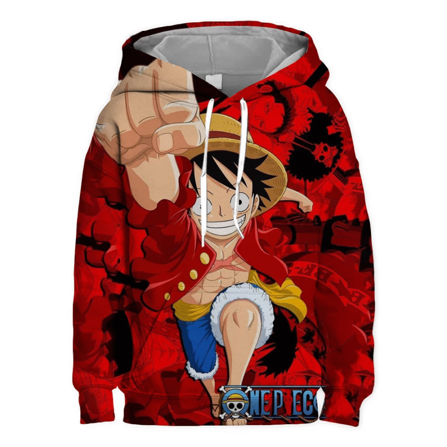 100-160 Anime One Piece Monkey D. Luffy Casual Hoodie