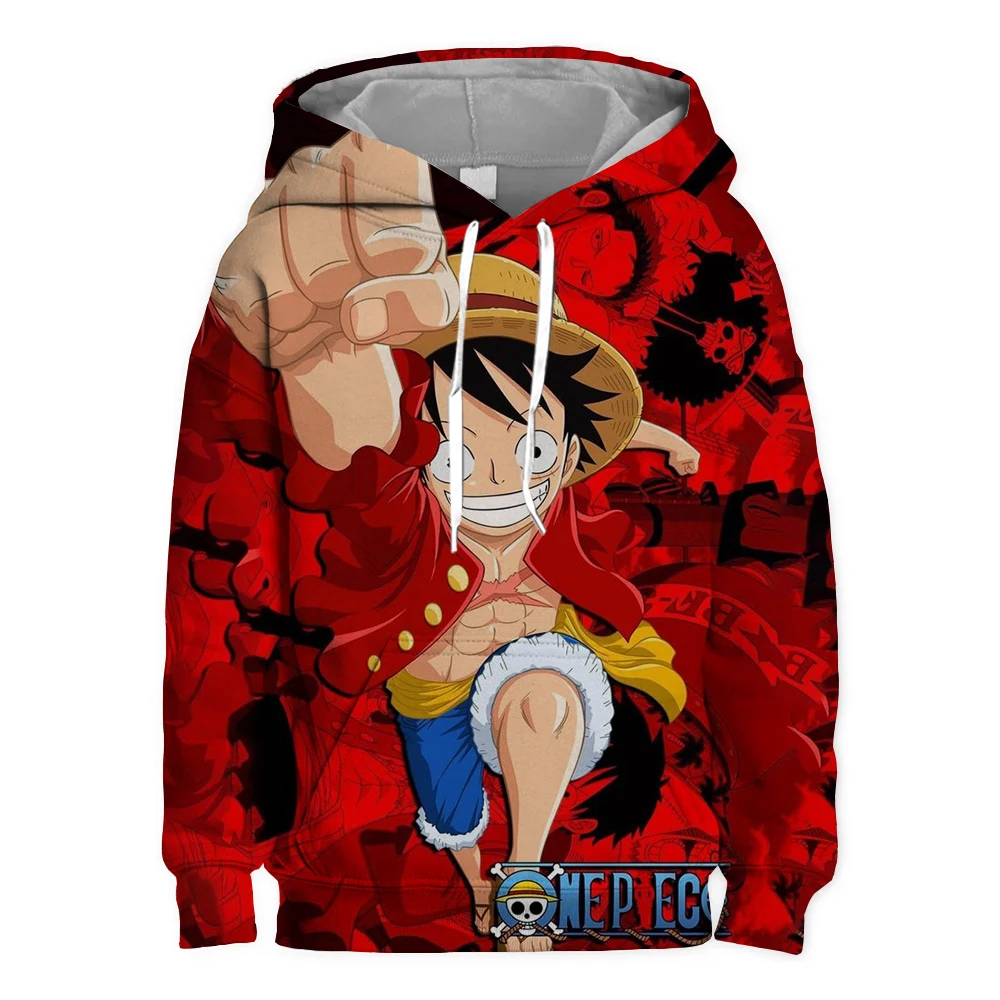 100-160 Anime One Piece Monkey D. Luffy Casual Hoodie 100-160 Anime One Piece Monkey D. Luffy Casual Hoodie