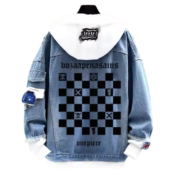 Anime One Piece Chess Board Printed Denim Jacket