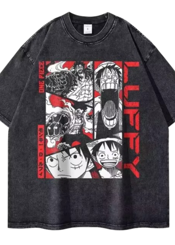 Anime One Piece Monkey D. Luffy Printed Short Sleeve T-Shirt