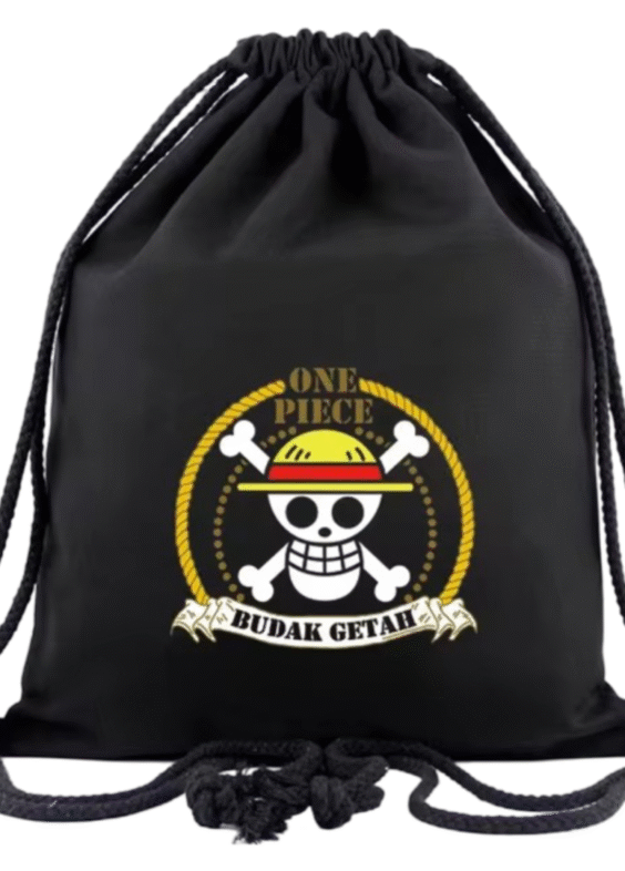 Anime One Piece Budak Getah Logo Drawstring Bag