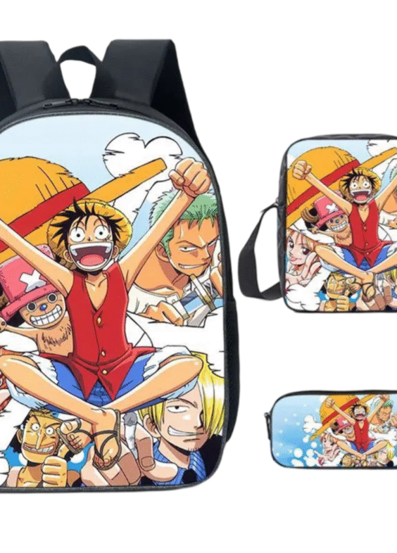 Anime One Piece Character Backpack Lunch Bag With Pencil Case