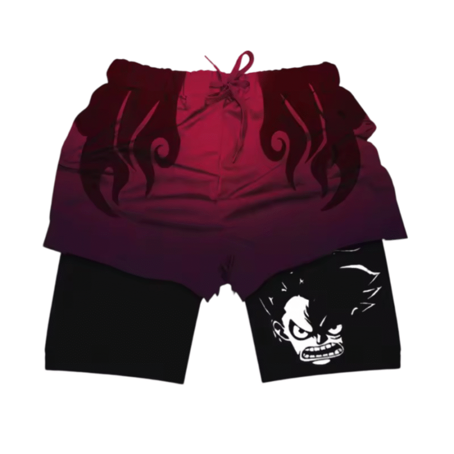 Anime One Piece Monkey D. Luffy Double Layer Sports Shorts Anime One Piece Monkey D. Luffy Double Layer Sports Shorts