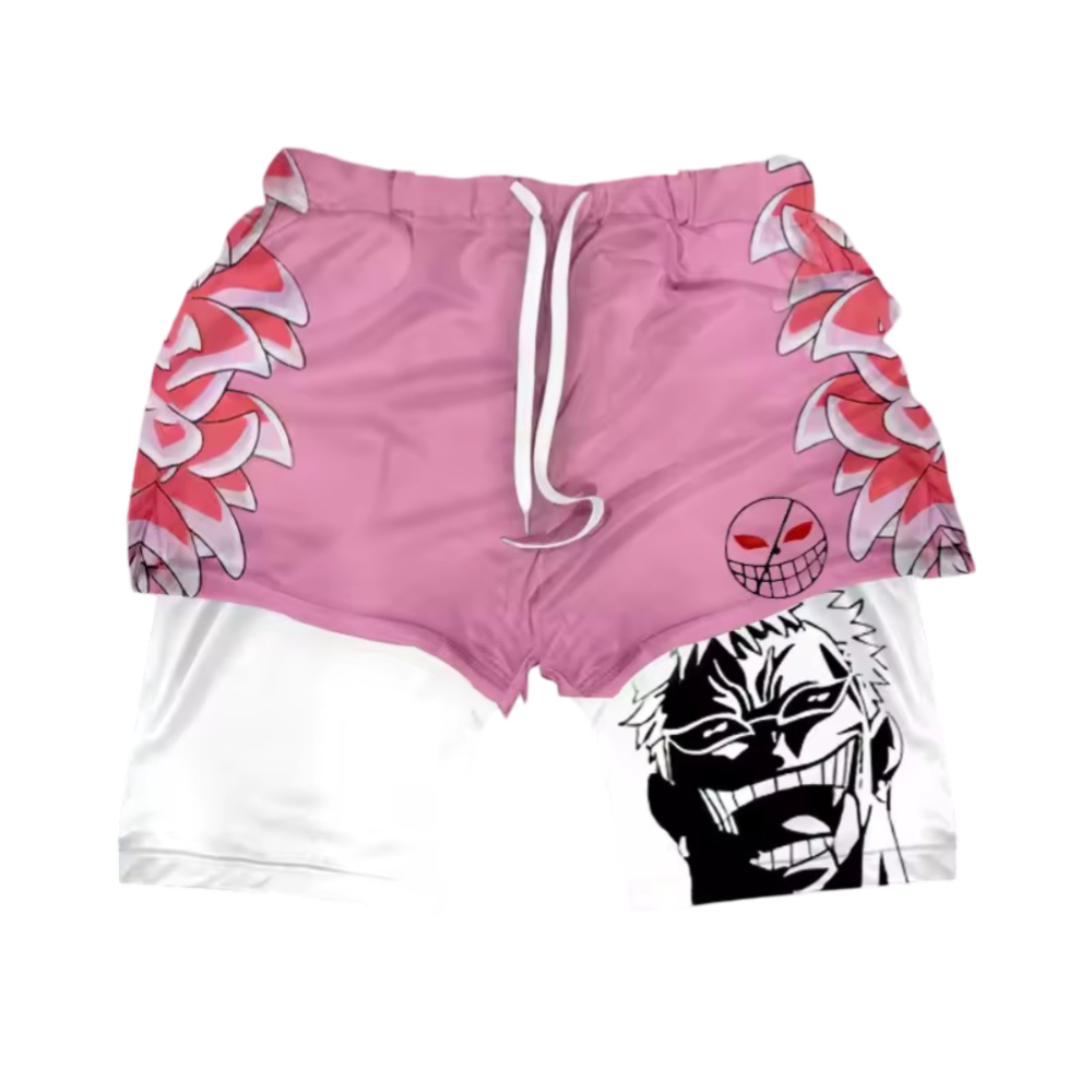 Anime One Piece Donquixote Doflamingo Double Layer Sports Shorts Anime One Piece Donquixote Doflamingo Double Layer Sports Shorts
