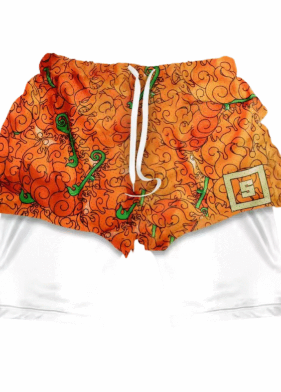 Anime One Piece Mera Mera No Mi Double Layer Sports Shorts