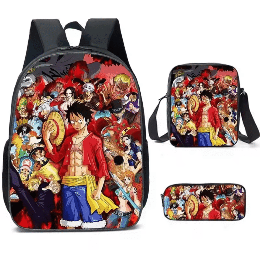One Piece Anime Characters Printed 3Pcs/set School Bag One Piece Anime Characters Printed 3Pcs/set School Bag