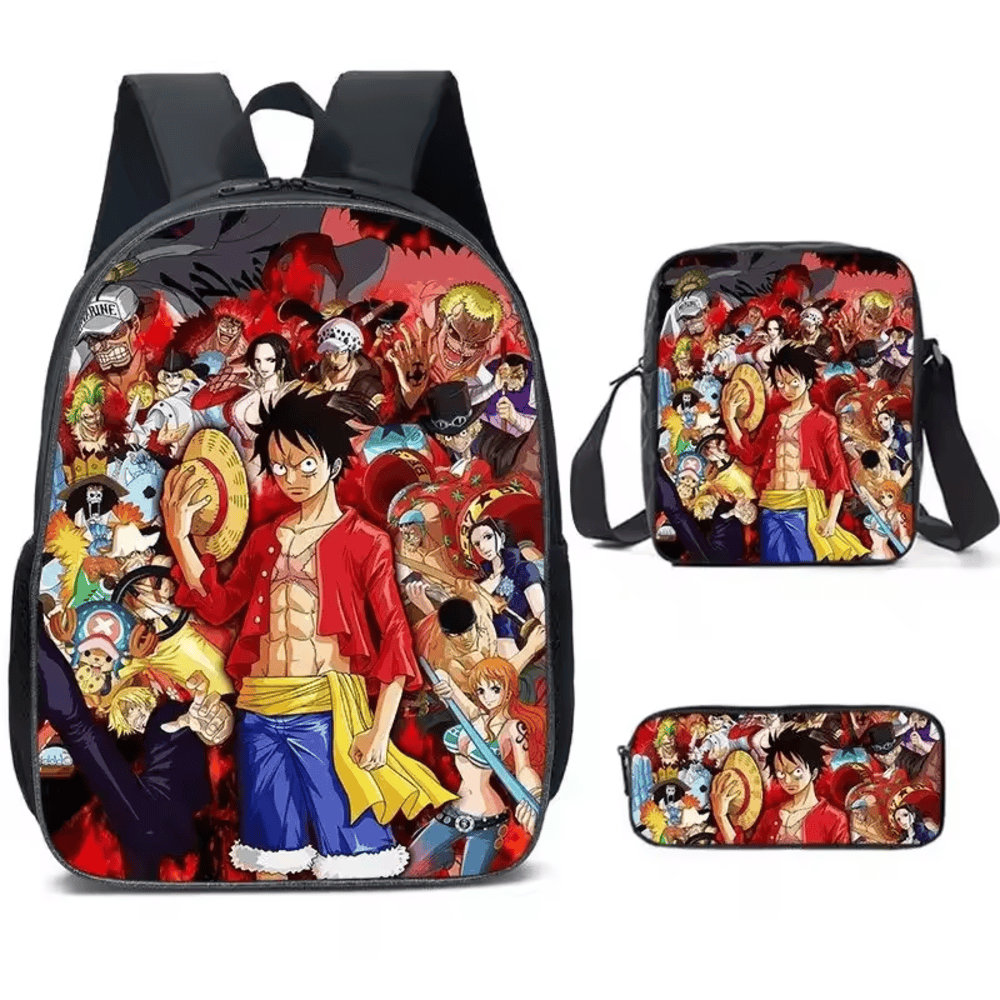 One Piece Anime Characters Printed 3Pcs/set School Bag One Piece Anime Characters Printed 3Pcs/set School Bag