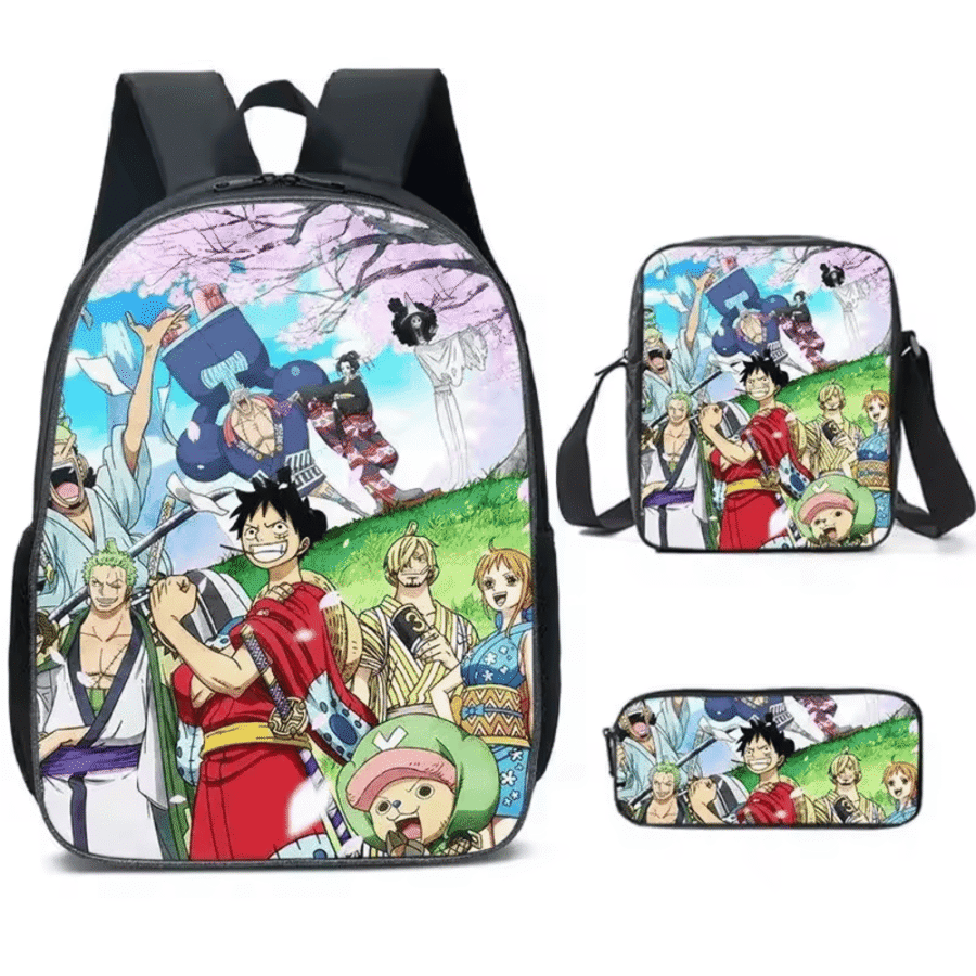 One Piece Anime Pirates Crew Printed 3Pcs/set School Bag