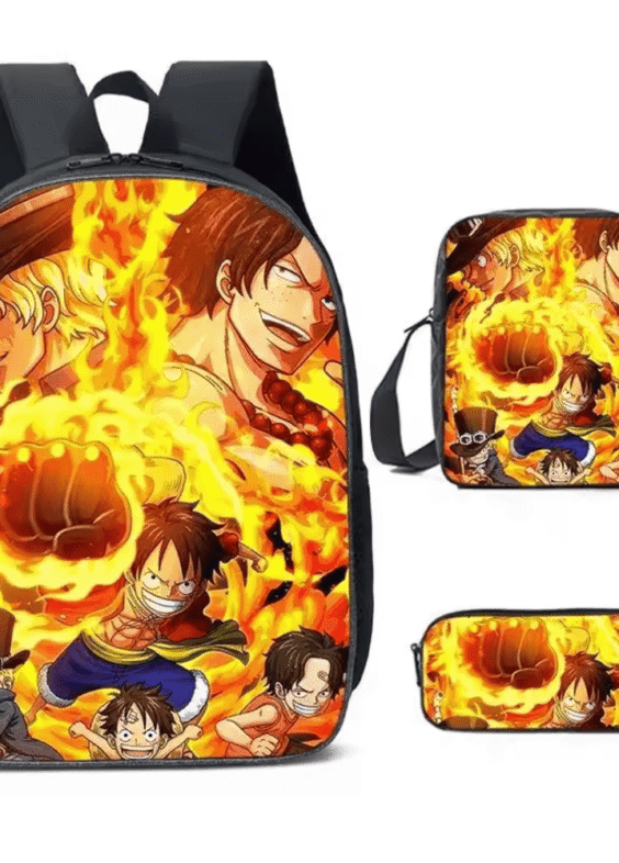 3Pcs/set One Piece Fiery Anime Characters Printed School Bag