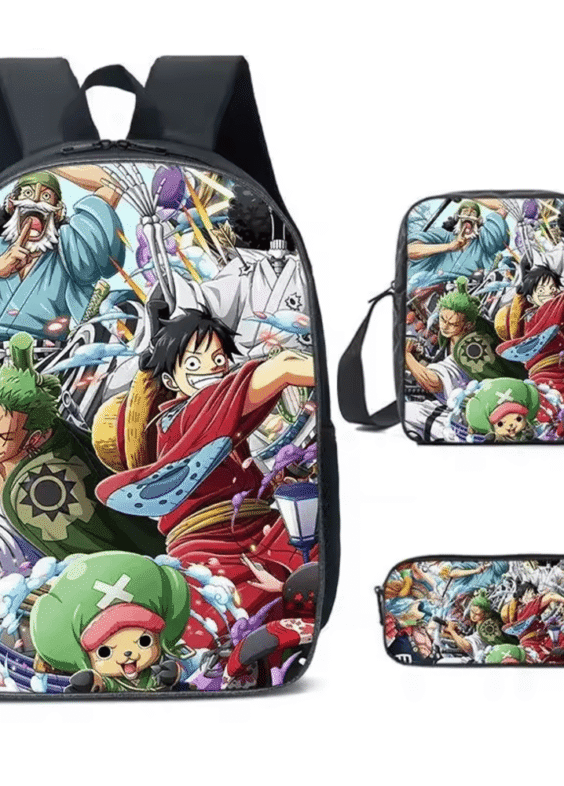 3Pcs/set One Piece Anime Pirates Crew Printed School Bag