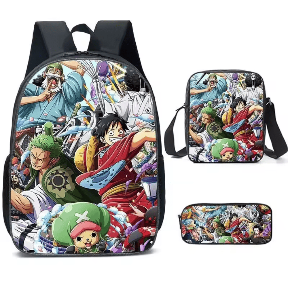 3Pcs/set One Piece Anime Pirates Crew Printed School Bag 3Pcs/set One Piece Anime Pirates Crew Printed School Bag