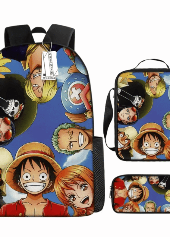 One Piece Anime Luffy And Friends Printed 3Pcs/set School Bag