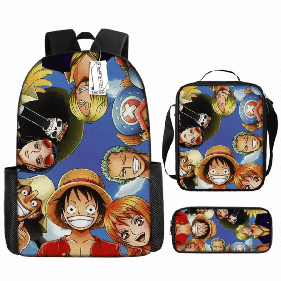 One Piece Anime Luffy And Friends Printed 3Pcs/set School Bag One Piece Anime Luffy And Friends Printed 3Pcs/set School Bag
