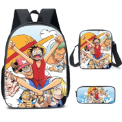 3Pcs/set One Piece Anime Luffy And Friends School Bag