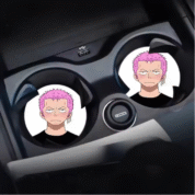 2Pcs/set Anime One Piece Roronoa Zoro Car Water Cup Groove Mat