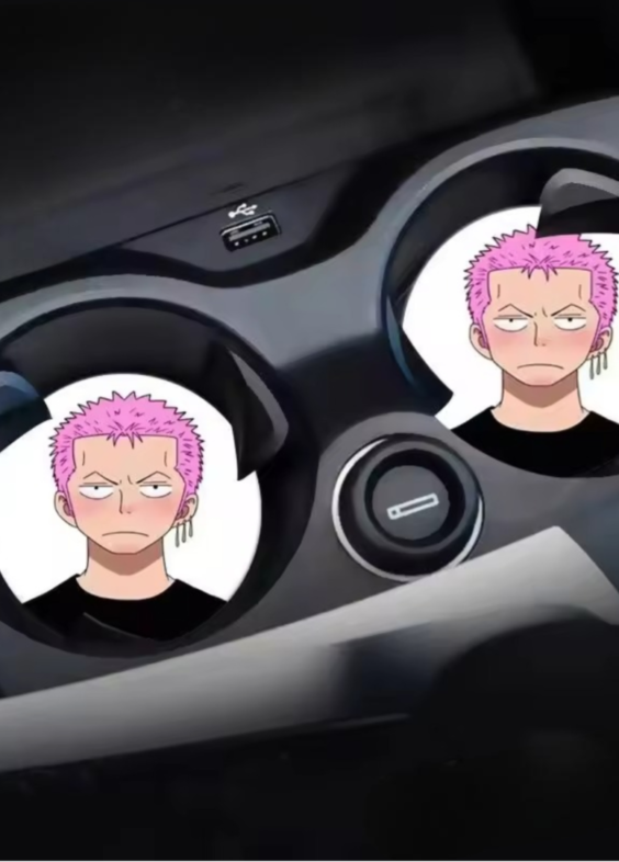 2Pcs/set Anime One Piece Roronoa Zoro Car Water Cup Groove Mat