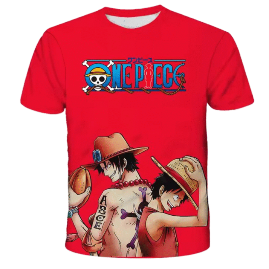 One Piece Portgas D. Ace And Monkey D. Luffy Printed T-Shirt One Piece Portgas D. Ace And Monkey D. Luffy Printed T-Shirt