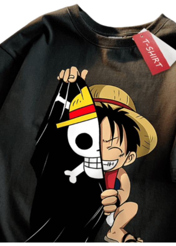 Anime One Piece Skull Print Cotton T-Shirt
