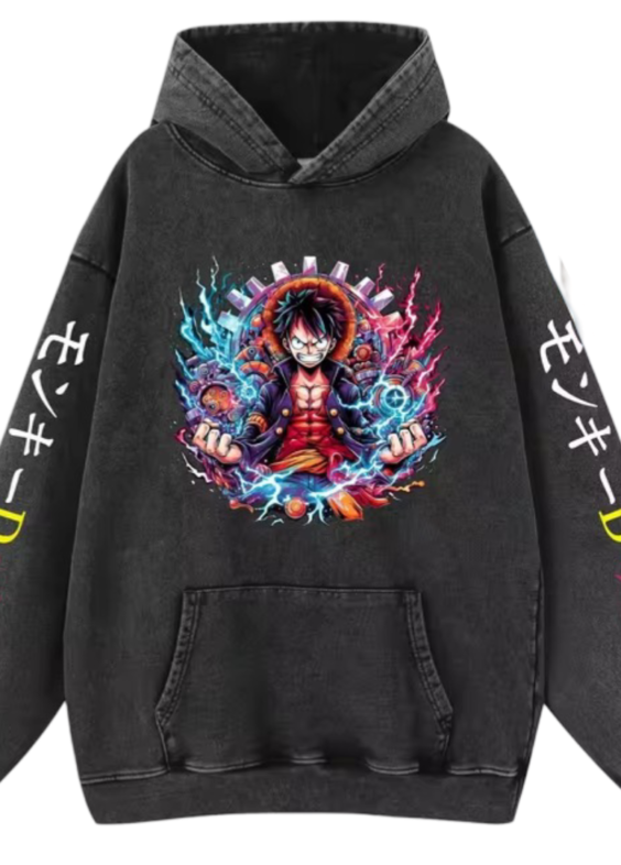 Anime One Piece Monkey D. Luffy Printed Casual Hoodie