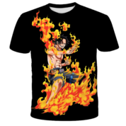 One Piece Anime Portgas D. Ace Black T-Shirt