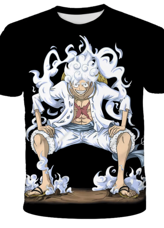 One Piece Luffy Gear 5 Anime Black T-Shirt