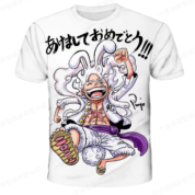 Anime One Piece Luffy Gear 5 White T-Shirt