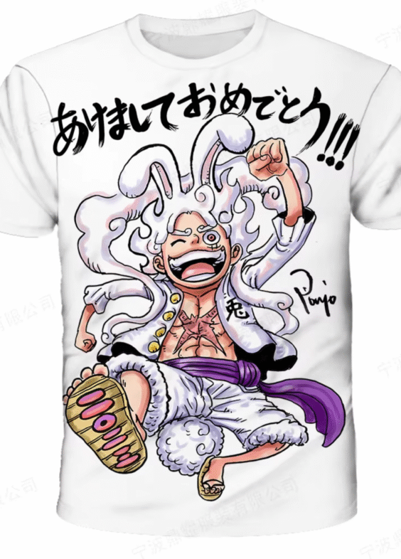 Anime One Piece Luffy Gear 5 White T-Shirt
